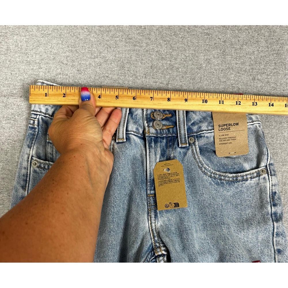 NWT Levis Low Loose Jeans Womens 24x32 Blue Superlow Wide Straight Leg - Picture 8 of 13